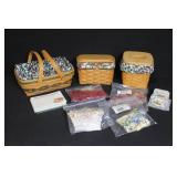 Longaberger Christmas Collection Basket Set with Liners and Wood Lids