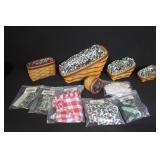 Longaberger Handwoven Basket Set with Liners and Cloth Accessories