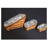 Longaberger Handwoven Basket Set with Liners and Cloth Accessories