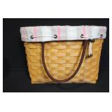 Longaberger Handwoven Basket with Liner and Leather Handles