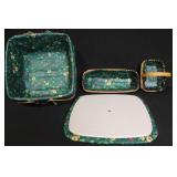 Set of 3 Longaberger Handwoven Baskets with Floral Liners and Lids