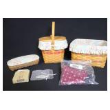 Longaberger Handwoven Basket Set with Liners, Lids, and Accessories