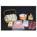Set of 3 Longaberger Handwoven Baskets with Liners and Protectors