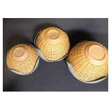Longaberger Set of 3 Woven Baskets with Liners and Inserts