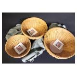 Longaberger Set of 3 Woven Baskets with Liners and Inserts