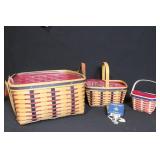 Longaberger Patriotic Basket Trio with Liners and 2001 Inaugural Star Tie-On