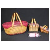 Set of 3 Longaberger Baskets with Liners and Plastic Protectors