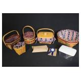 Collection of Longaberger Patriotic Handwoven Baskets and Accessories
