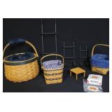 Longaberger Collectors Club Basket Set with Liners, Inserts, and Metal Stands