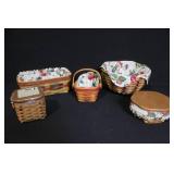 Set of 5 Longaberger Handwoven Baskets with Fabric Liners and Lids