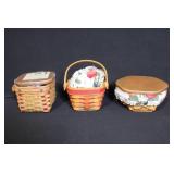 Set of 5 Longaberger Handwoven Baskets with Fabric Liners and Lids