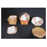 Set of 5 Longaberger Handwoven Baskets with Fabric Liners and Lids