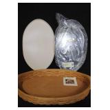 Longaberger Prot Oval Tray with Insert and Small Basket with Lid