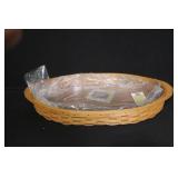 Longaberger Prot Oval Tray with Insert and Small Basket with Lid