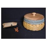 Longaberger Prot Oval Tray with Insert and Small Basket with Lid