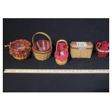 Collection of 5 Longaberger Baskets with Liners and Lids