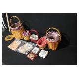 Collection of Longaberger Baskets with Liners and Accessories