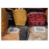 Collection of Longaberger Baskets with Liners and Accessories