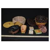 Longaberger Basket Collection with Liners, Wood Lids, and Accessories