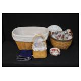 Longaberger Basket Collection with Liners, Cloths, and Lids