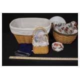 Longaberger Basket Collection with Liners, Cloths, and Lids