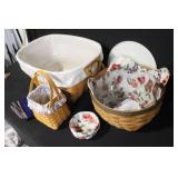 Longaberger Basket Collection with Liners, Cloths, and Lids