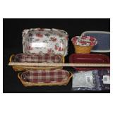 Longaberger Basket Collection with Liners, Casserole Dish, and Storage Lid
