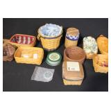 Longaberger Basket Collection with Liners, Lids, Coasters and Accessories