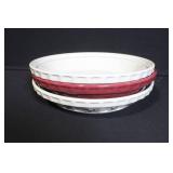 Set of 3 Longaberger Pottery Traditional Holly Pie Plates with Boxes