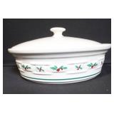 Longaberger Pottery Holiday Casserole Dish with Lid and Insert