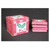 Longaberger Pottery Holly Mug with Set of 4 Matching Coasters