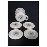 Longaberger Pottery Holly Mug with Set of 4 Matching Coasters