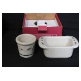 Longaberger Pottery Traditional Holly Holiday Serveware Set with Boxes