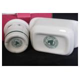 Longaberger Pottery Traditional Holly Holiday Serveware Set with Boxes