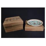 Set of 4 Longaberger Pottery American Holly Lunch Plates with Boxes