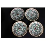 Set of 4 Longaberger Pottery American Holly Lunch Plates with Boxes