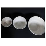 Set of 3 Roseville Ohio Stoneware Mixing Bowls with Red Floral Band