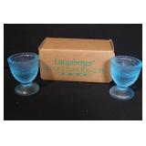 Longaberger Easter Egg Snack Plates, Glass Egg Plate, and Blue Egg Cups Set