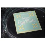 Longaberger Easter Egg Snack Plates, Glass Egg Plate, and Blue Egg Cups Set
