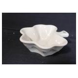 Longaberger Pottery Lot: 2 Lidded Casserole Dishes and Leaf-Shaped Bowl