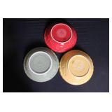 Set of 3 Longaberger Pottery Small Pie Plates in Sage, Red, and Yellow