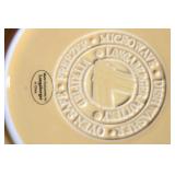 Set of 3 Longaberger Pottery Small Pie Plates in Sage, Red, and Yellow