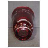 Longaberger Red Etched Glass Hurricane Vase