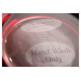 Longaberger Red Etched Glass Hurricane Vase