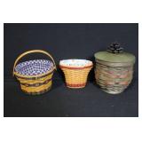 Set of 3 Longaberger Handwoven Baskets with Liners and Collectors Club Lid
