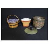 Set of 3 Longaberger Handwoven Baskets with Liners and Collectors Club Lid