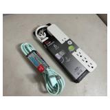 New GE Surge Protector and 9 ft Fabric Covered Extension Cord