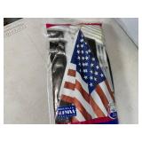 New 3 x 5 ft American Flag with Pole and Bracket