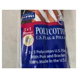 New 3 x 5 ft American Flag with Pole and Bracket