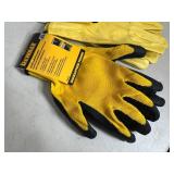 New Dewalt Leather Gloves and Coated Gripper Work Gloves - Size XL